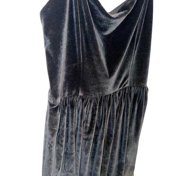Abercrombie & Fitch Dark Grey Velvet Dress with Bubble Hem - women's large (p) - Picture 9 of 10